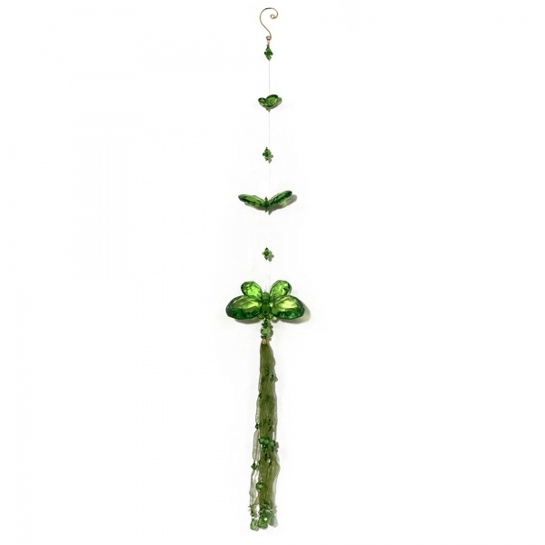 Green Three Butterfly chain with Tassels