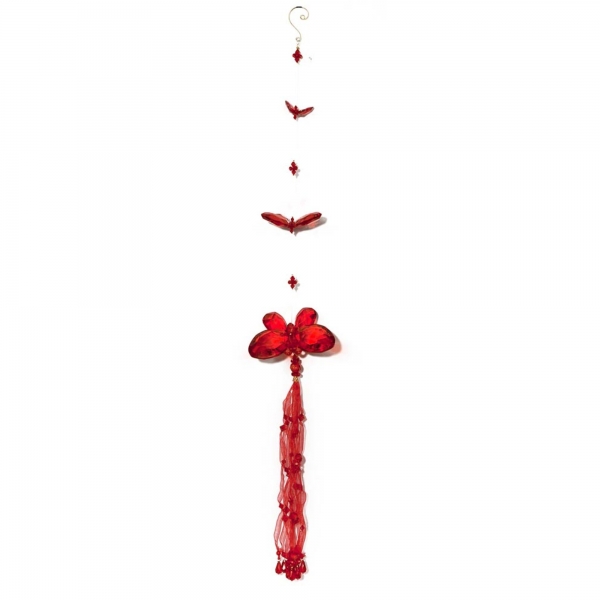 Red Three Butterfly chain with Tassels