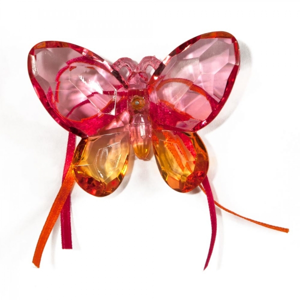 Fuchsia/Gold Two tone Butterfly with Ribbon