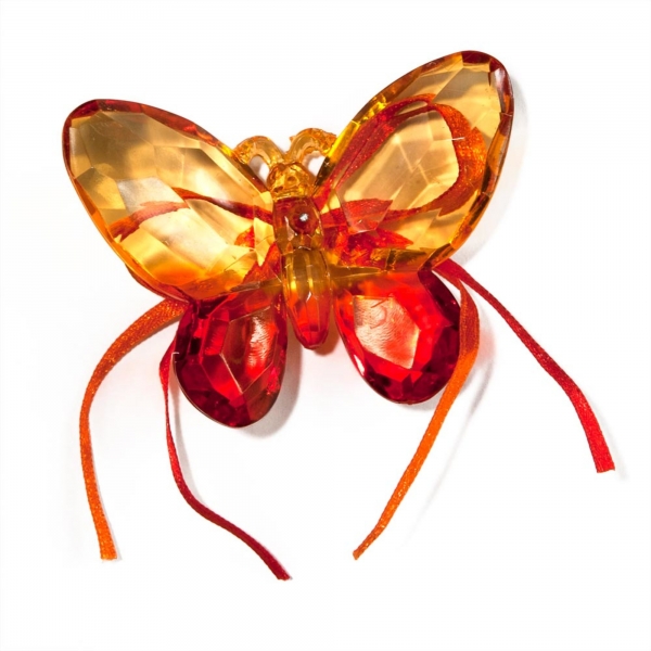 Orange/Red Two tone Butterfly with Ribbon