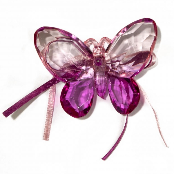 Pink/Purple Two tone Butterfly with Ribbon