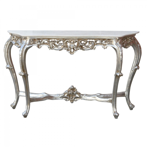 Silver Console Table with Ivory Marble