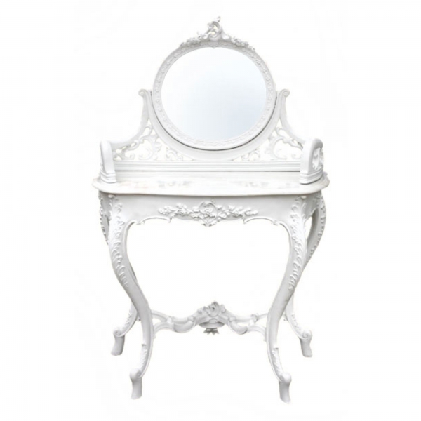 Painted White Clay Paint console with White  marble