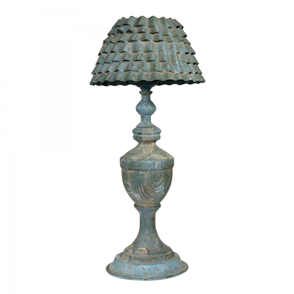 Shabby Chic Vintage Lamp - Duck Egg