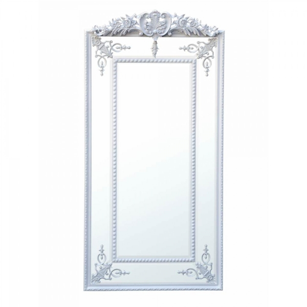 Antique Style White Margin Large Floor Standing Full Length Bedroom Mirror