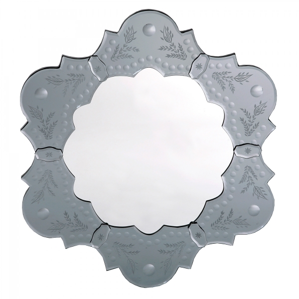 Venetian Etched Petal Mirror - Antique Silver