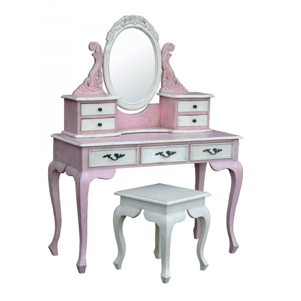 Isabella Dressing Table Set - Pink and White