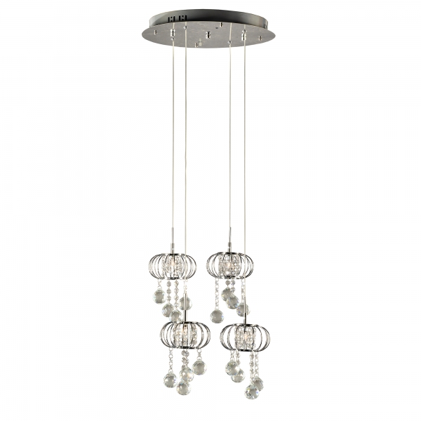 Crystal 4 Light Chandelier - Chrome and Clear