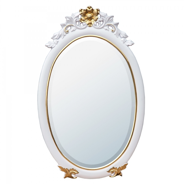 Rococo Style Gloss White & Gold Oval Decorative Wall Bedroom Hall Mirror