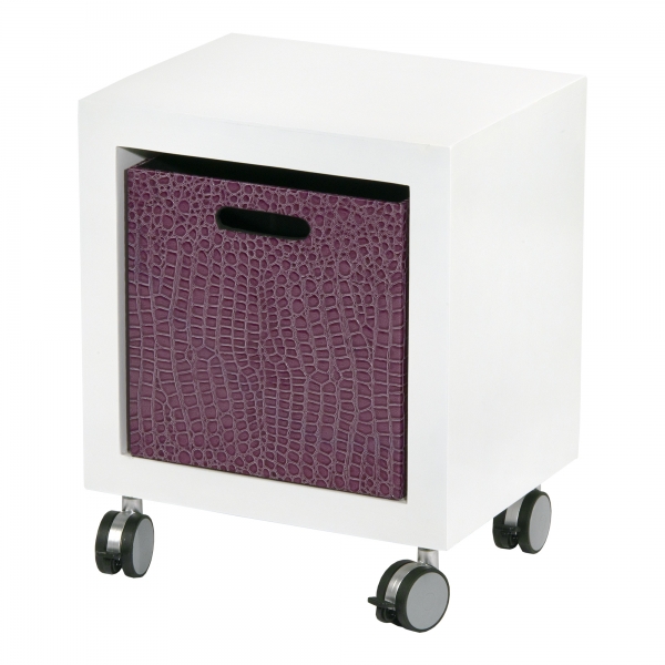 Mock Croc Storage Cube - Aubergine and White