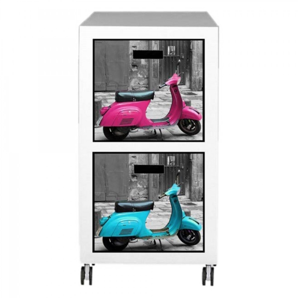 Two drawer chest on wheels