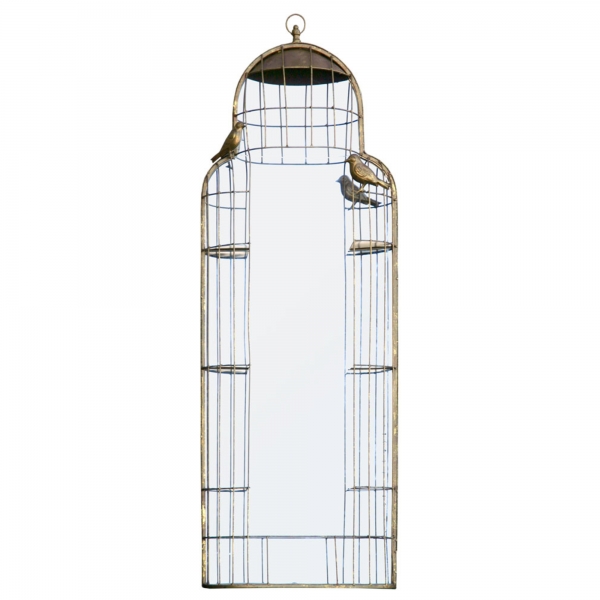Bird Cage Mirror - Antique Gold