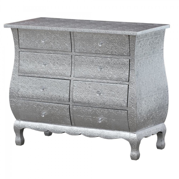Chaandhi Kar Metal Embossed Chest of Drawers - Silver