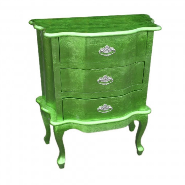 High Gloss Bedside Table - Green