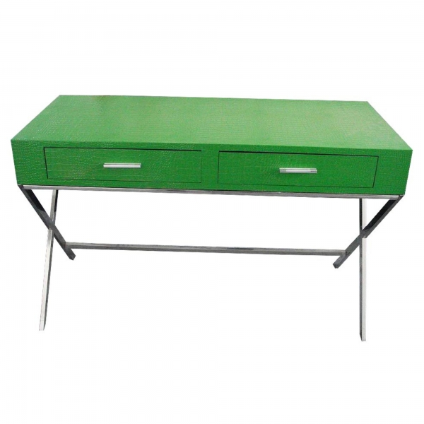 Mock Croc Desk  Chrome Legs - Green