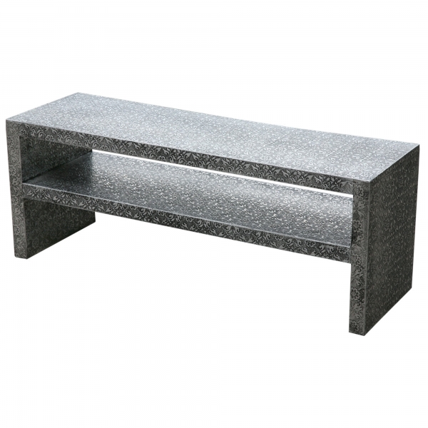 Chaandhi Kar Metal Embossed TV Media Unit - Blackened Silver
