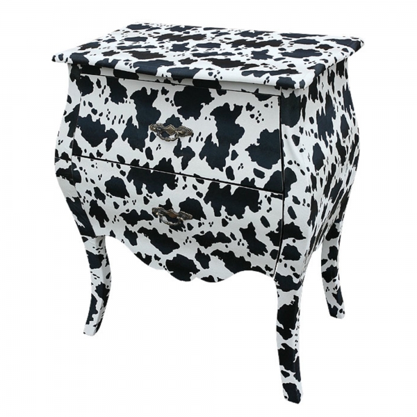 Grand Safari  Cow Bedside Table Bombe Chest of Drawers 