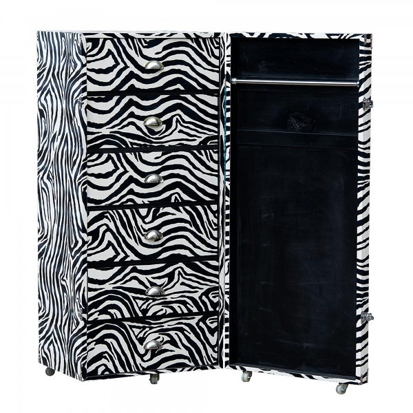 Grand Safari Zebra Luggage Trunk - Black and White