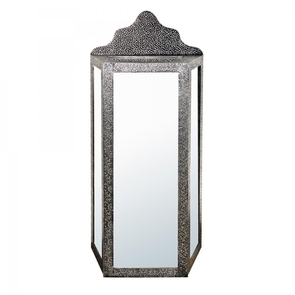 Chaandhi Kar Metal Embossed Mirrored Cabinet - Blackened Silver