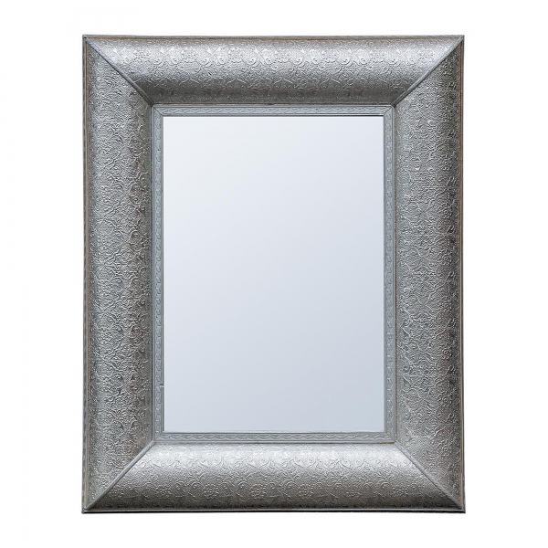 Chaandhi Kar Metal Embossed Mirror - Silver
