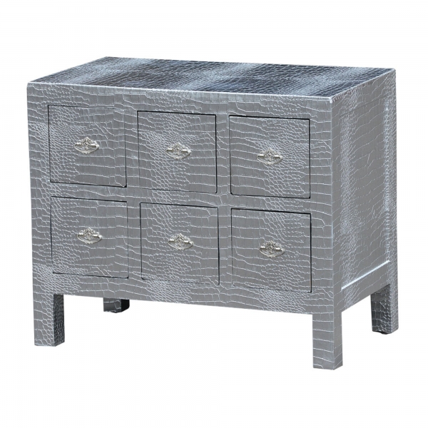 Mock Croc Chest of Drawers - Silver
