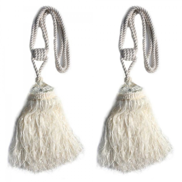 Cream Tassel with Crystal - pair