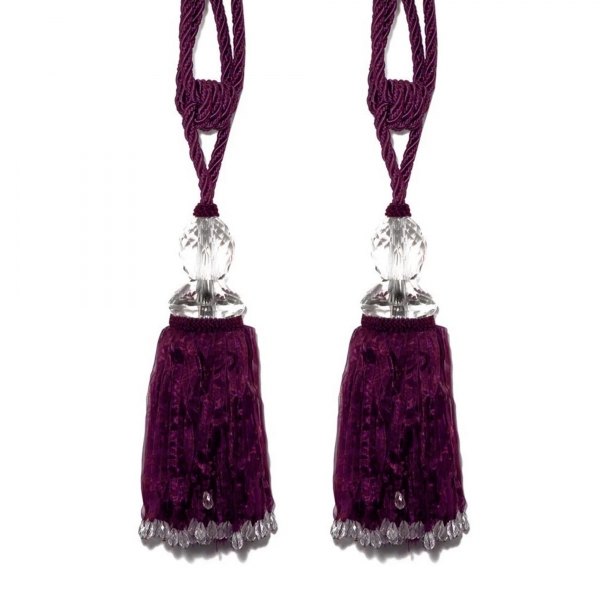 Purple Tassel with Crystal - pair