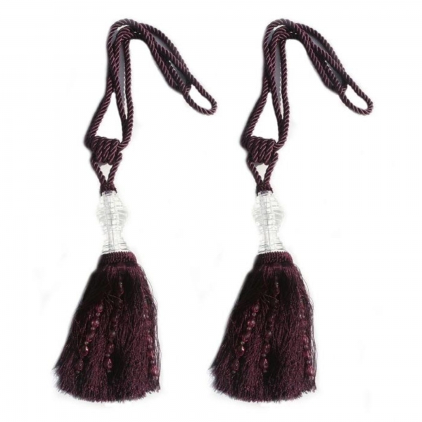 Purple Tassel with Crystal - pair