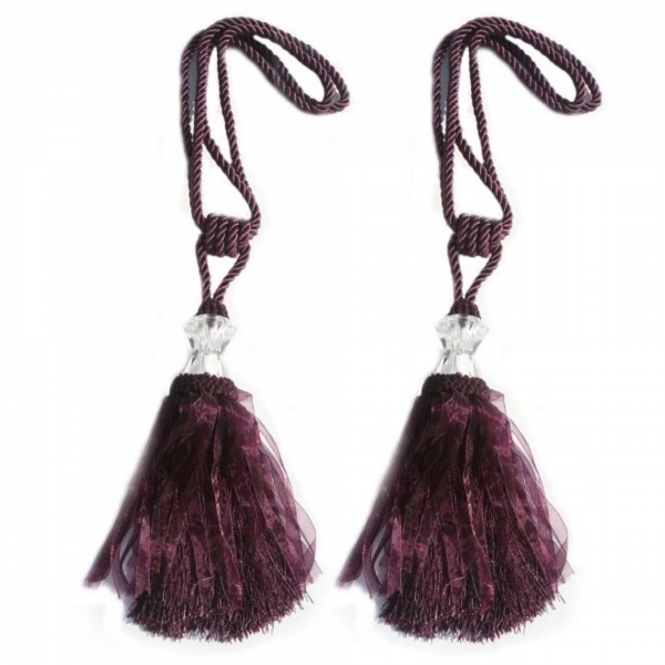 Purple Tassel with Crystal - pair
