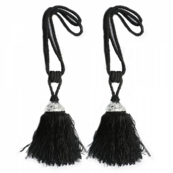 Black Tassel with Crystal - pair
