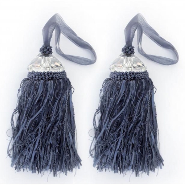Blue Tassel with Crystal - pair