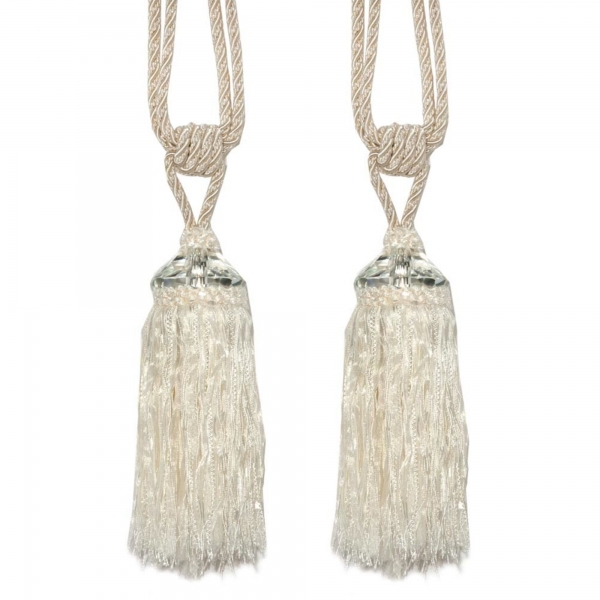 Cream Tassel with Crystal - pair
