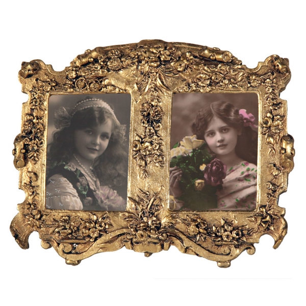 Art Nouveau Double Gold Gilt Leaf  Photo Frame 