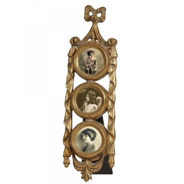 Gold Gilt Leaf Photo Frame - 3 circles