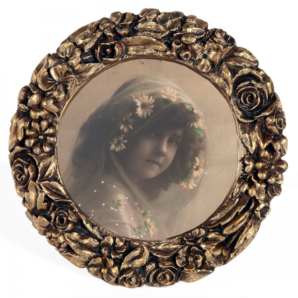 Gold Gilt Leaf Round Photo  Frame
