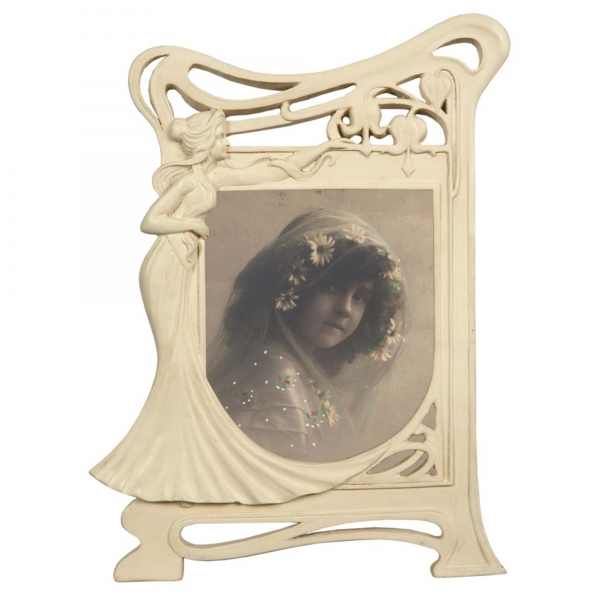 Art Nouveau Cream Clay Paint Photo Frame