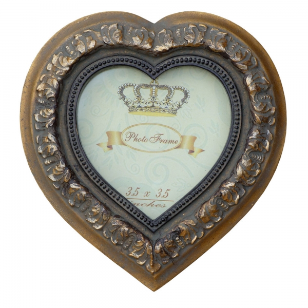 Heart frame Mirror Gold 3 x 3  