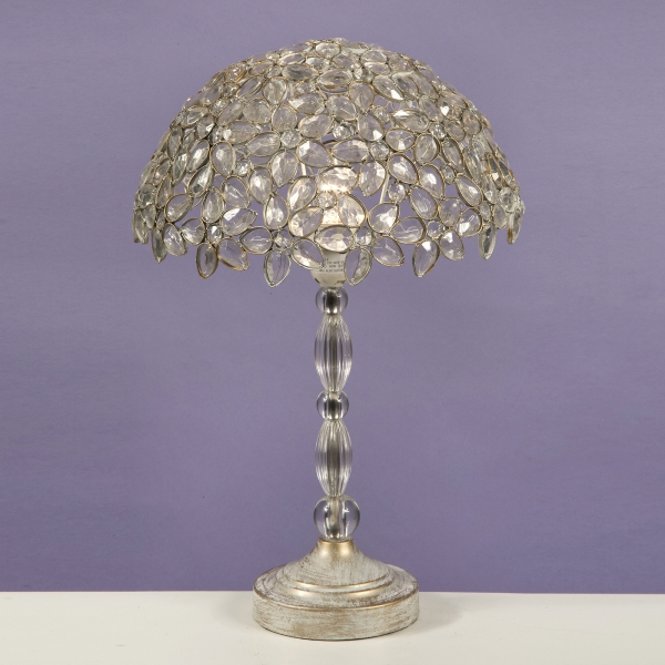 Jewelled Table Lamp - Antique White