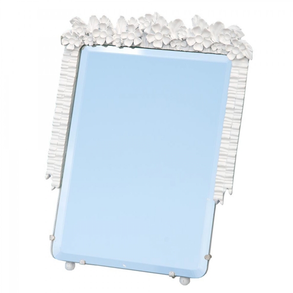 Barbola Floral White Chalk Paint Decorative Table or Wall Bedroom Mirror