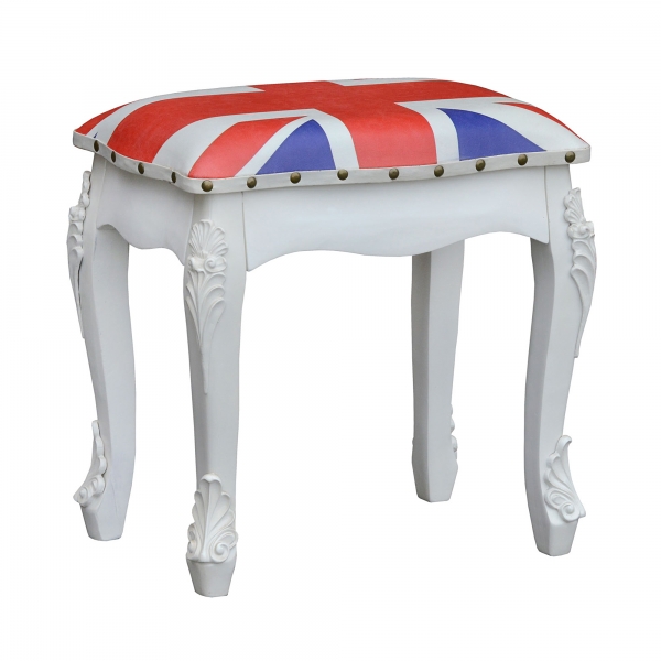 Union Jack Stool - White