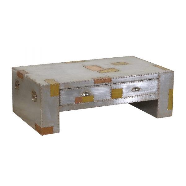 Industrial Aluminium Coffee Table - Silver and Copper