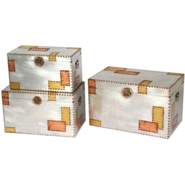 Industrial Aluminium Trunk Set - Silver and Copper