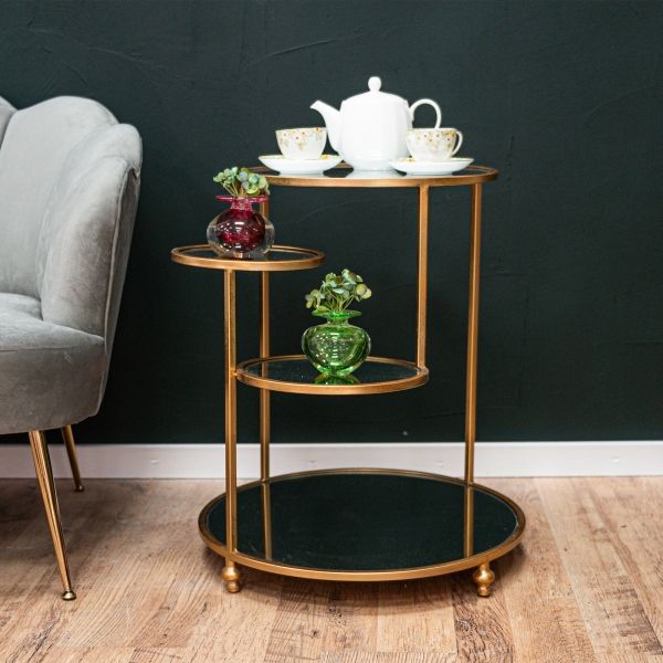 Gin Shu Metal Side Table - Gold Gilt Leaf