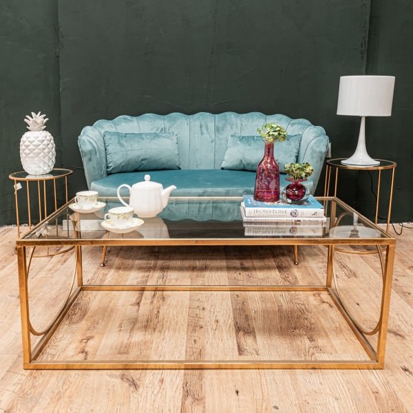 Gin Shu Metal Coffee Table - Gold Gilt Leaf