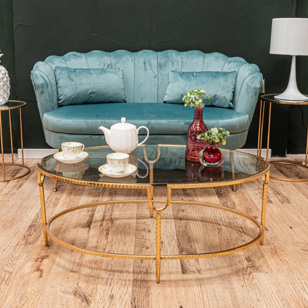 Gin Shu Metal Coffee Table - Gold Gilt Leaf