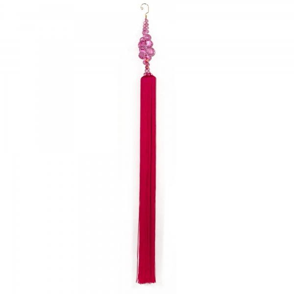 Fuchsia Long Tassel with Crystal