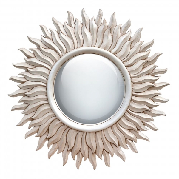 Antique White Sunburst Mirror