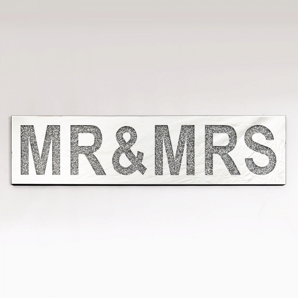 Crushed Diamond Mirrored "Mr & Mrs" Sign