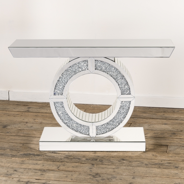 Crushed Diamond Mirrored Console Table