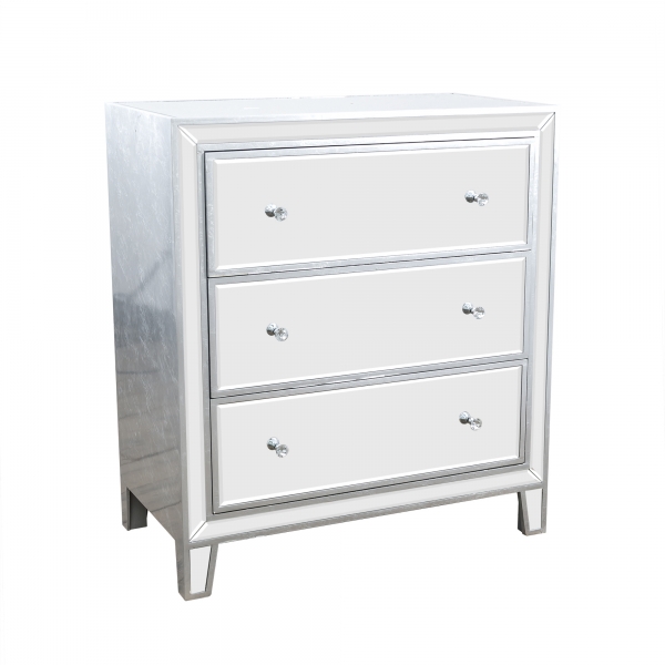 Argenti Mirrored Chest of Drawers - Silver Leaf